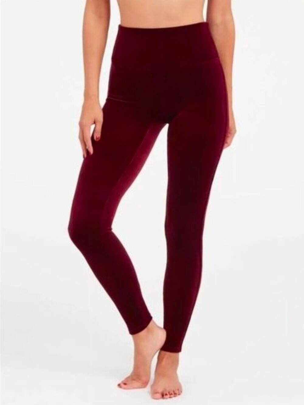 NWOT SPANX Velvet Leggings in Burgundy Size M